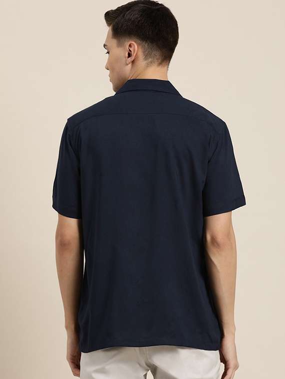 men solid cuban collared short sleeve loose fit shirt - 22038915 -  Standard Image - 2