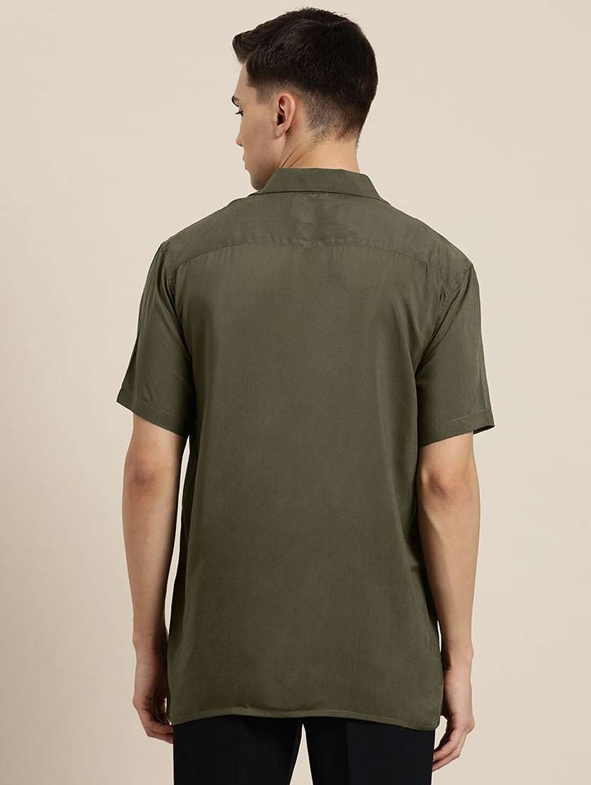 men solid cuban collared short sleeve loose fit shirt - 22038916 -  Standard Image - 2