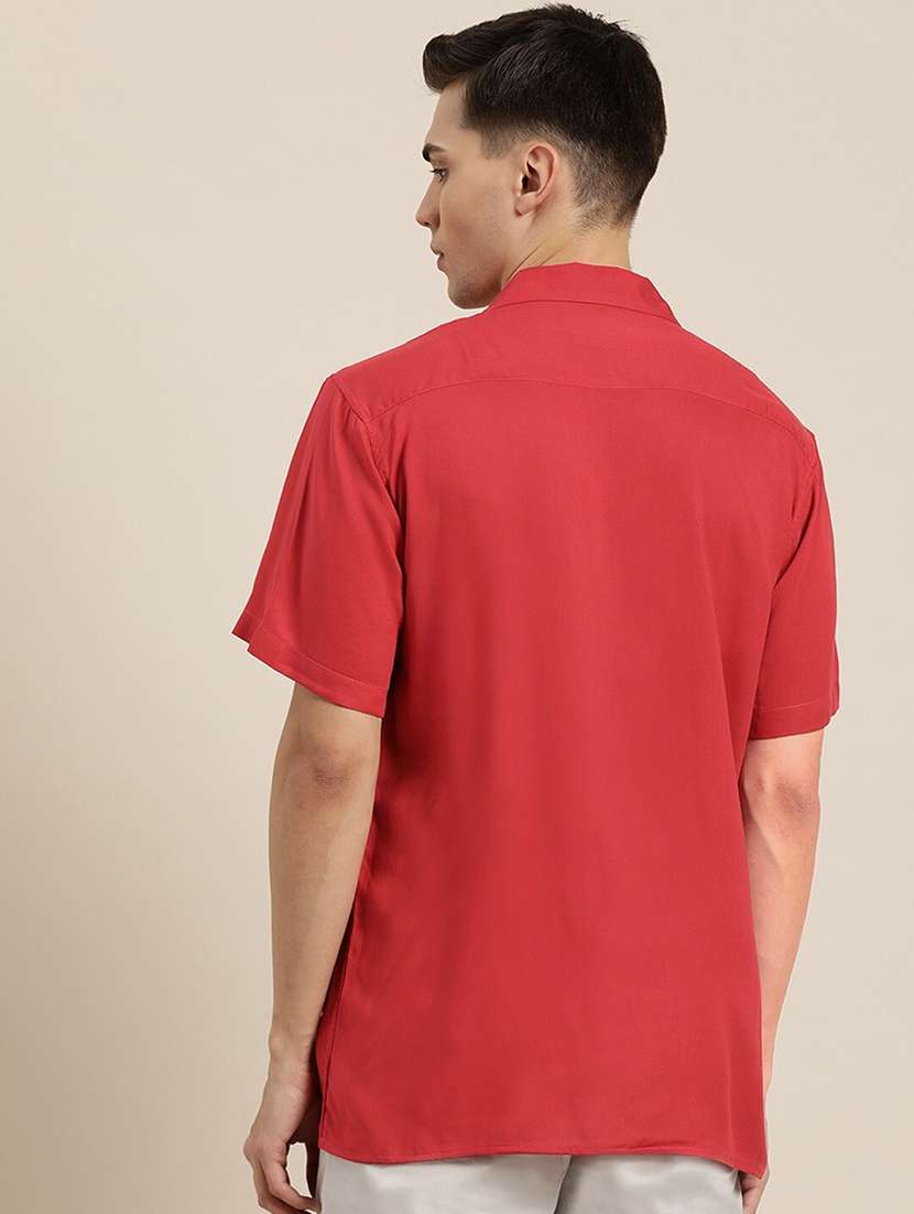 men solid cuban collared short sleeve loose fit shirt - 22038917 - Standard Image - 2