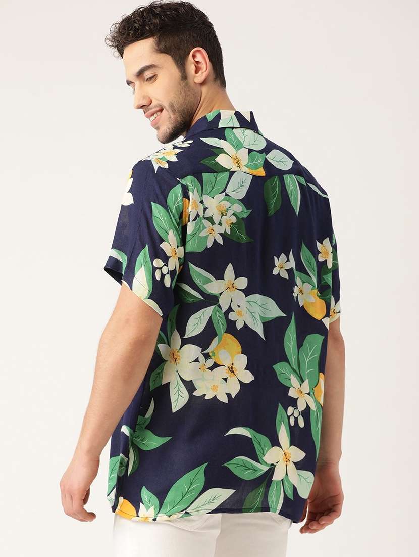 men printed cuban collared short sleeve loose fit shirt - 22038919 -  Standard Image - 2