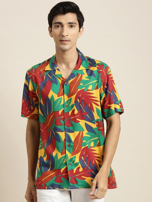 men printed cuban collared short sleeve loose fit shirt - 22038921 -  Standard Image - 0