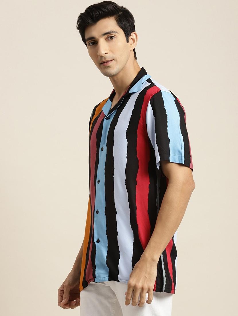 men printed cuban collared short sleeve loose fit shirt - 22038922 - Standard Image - 2