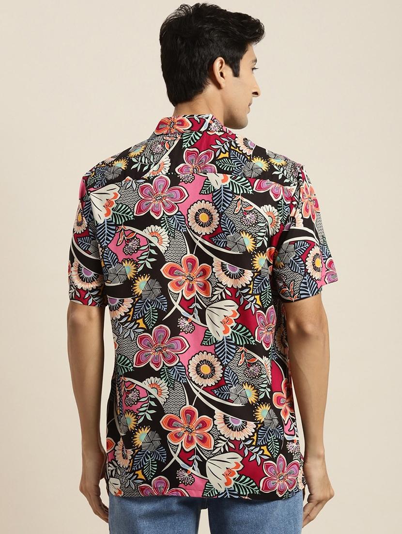 men printed cuban collared short sleeve loose fit shirt - 22038923 - Standard Image - 2