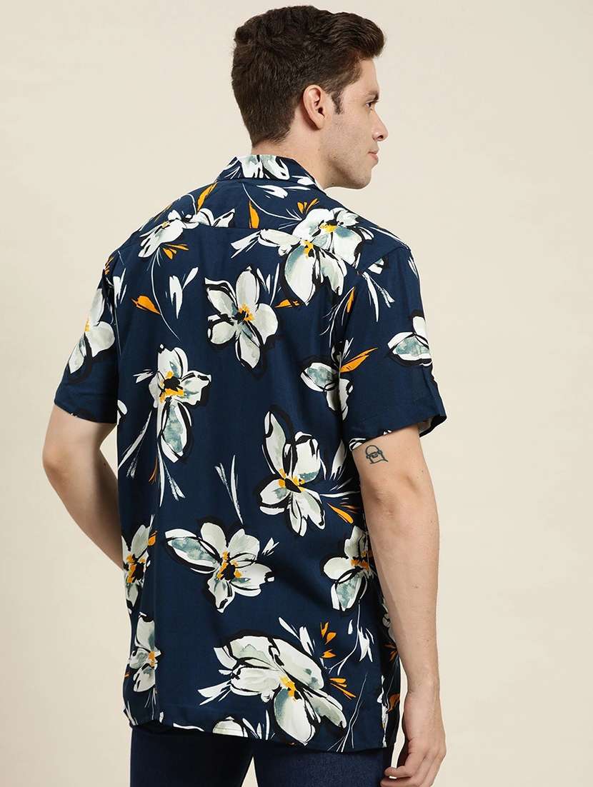 men printed cuban collared short sleeve loose fit shirt - 22038926 -  Standard Image - 2