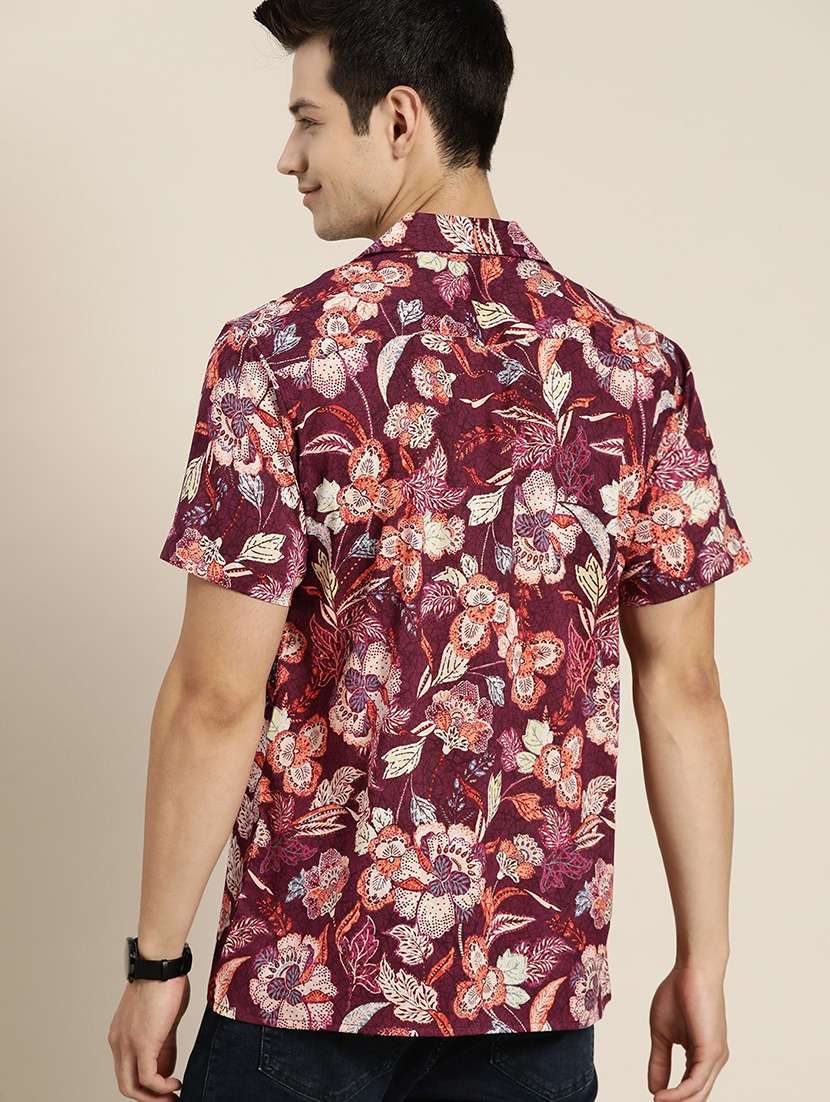 men printed cuban collared short sleeve loose fit shirt - 22038927 -  Standard Image - 2