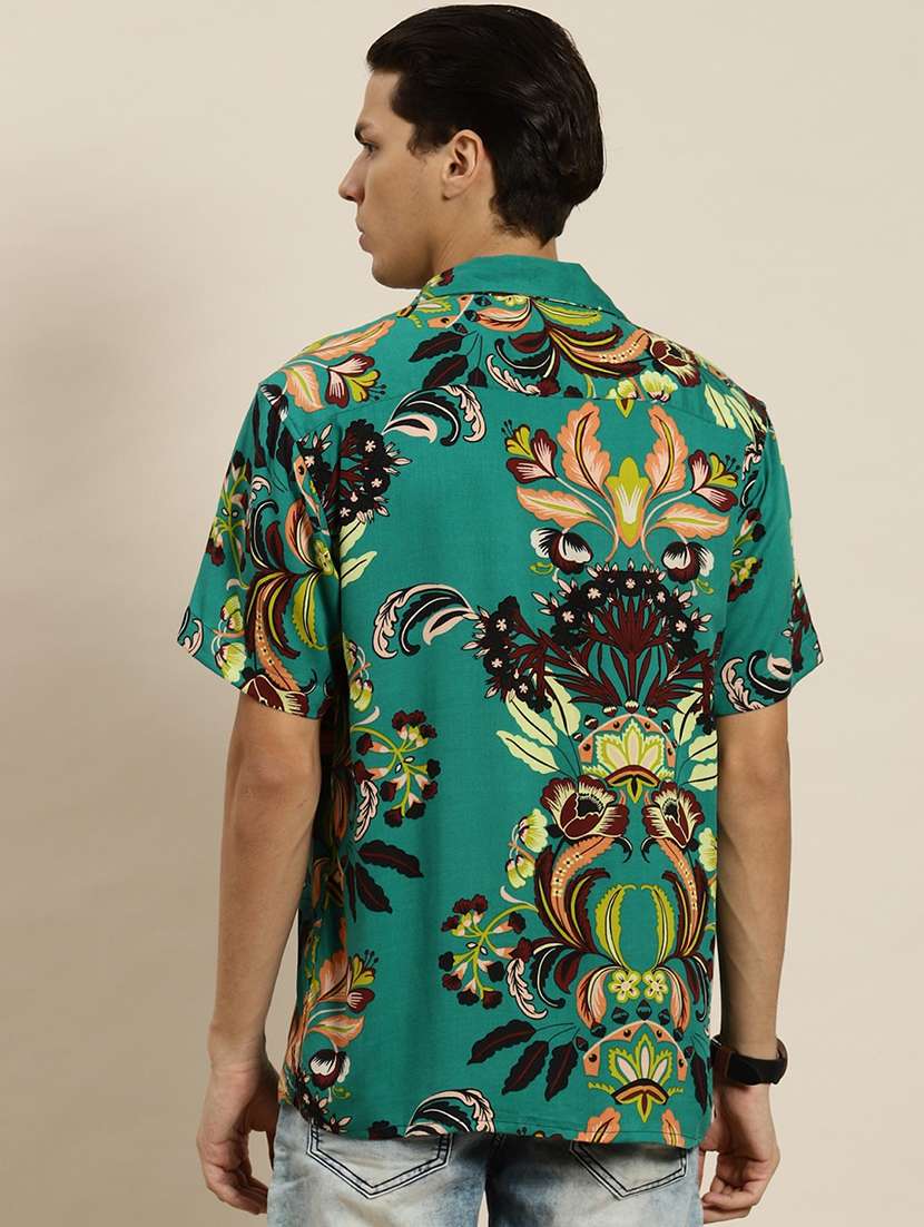 men printed cuban collared short sleeve loose fit shirt - 22038932 -  Standard Image - 2