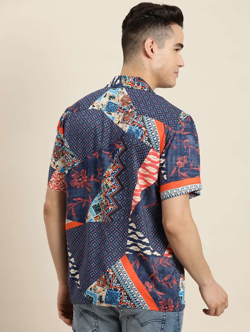men printed cuban collared short sleeve loose fit shirt - 22038937 -  Standard Image - 2