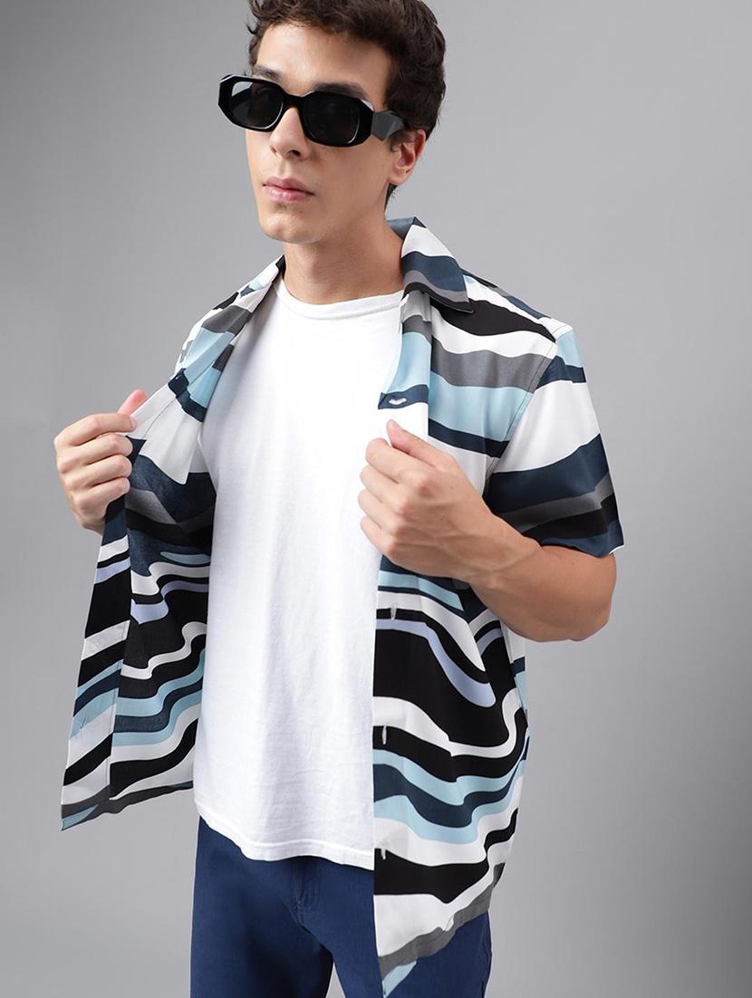 men printed cuban collared short sleeve loose fit shirt - 22038956 -  Zoom Image - 0