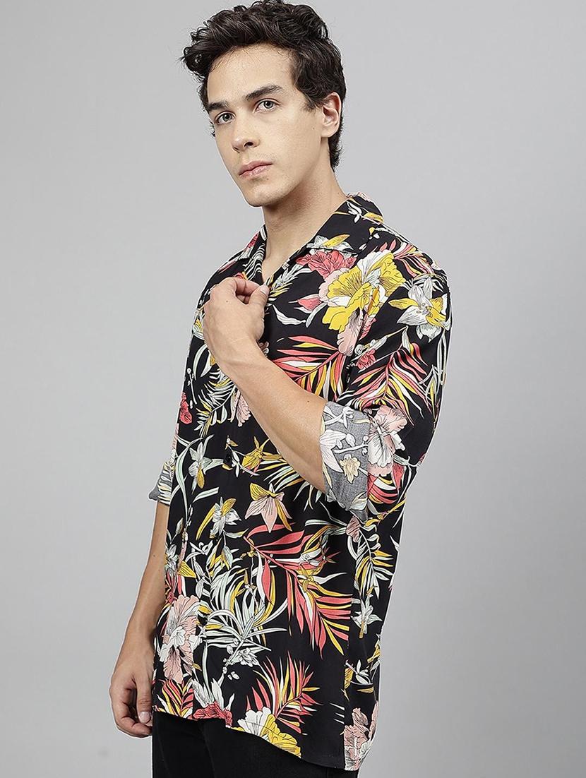 men printed cuban collared long sleeve shirt - 22038964 - Standard Image - 2