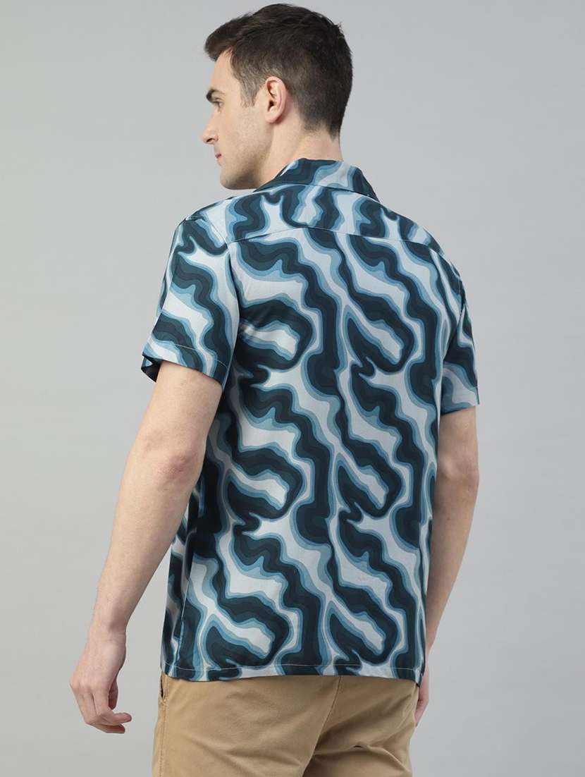 men printed cuban collared short sleeve loose fit shirt - 22038982 - Standard Image - 2