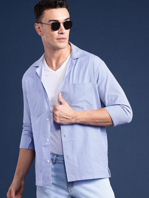 men solid cuban collared long sleeve shirt - 22038991 - Standard Image - 0