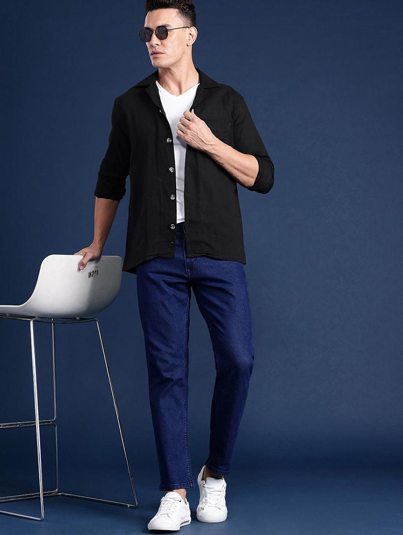 men solid cuban collared long sleeve shirt - 22038993 - Standard Image - 2