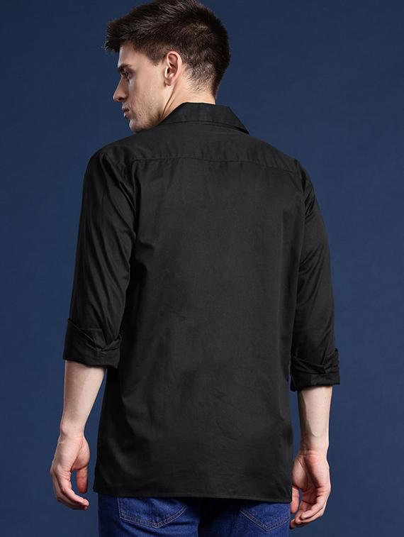 men solid cuban collared long sleeve shirt - 22038995 - Standard Image - 2