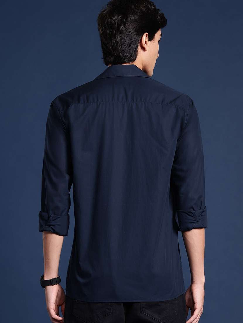 men solid cuban collared long sleeve shirt - 22038996 - Standard Image - 2