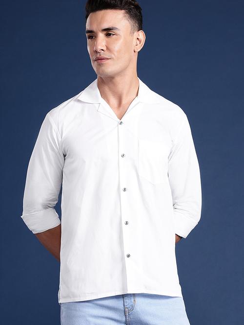 men solid cuban collared long sleeve shirt - 22038997 - Standard Image - 0