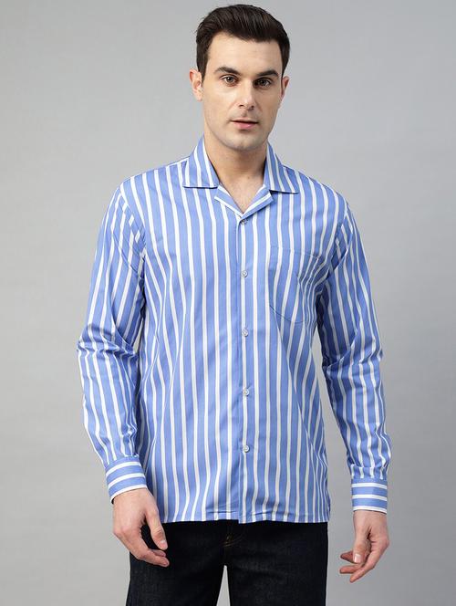 men striped cuban collared short sleeve shirt - 22039005 -  Standard Image - 0