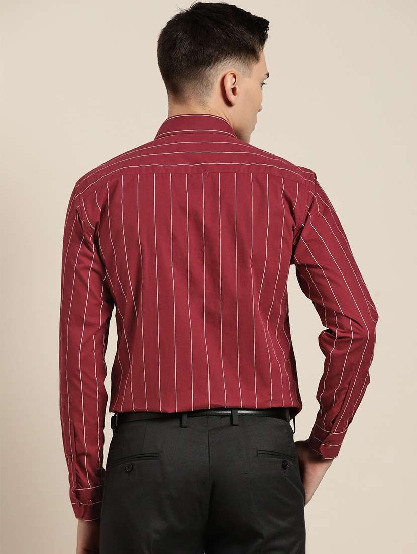men striped collared long sleeve shirt - 22039021 -  Standard Image - 2