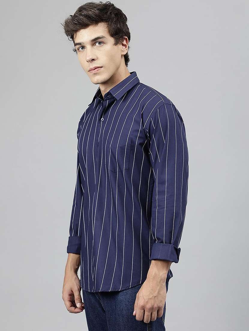men striped collared long sleeve shirt - 22039025 -  Standard Image - 2