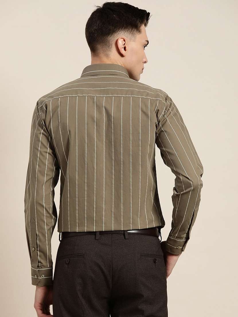 men striped collared long sleeve shirt - 22039026 -  Standard Image - 2