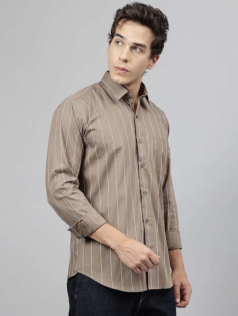 men striped collared long sleeve shirt - 22039027 -  Standard Image - 2