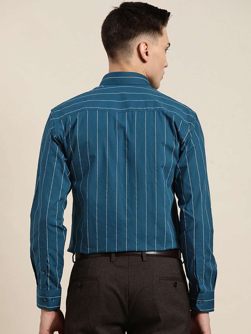 men striped collared long sleeve shirt - 22039028 - Standard Image - 2