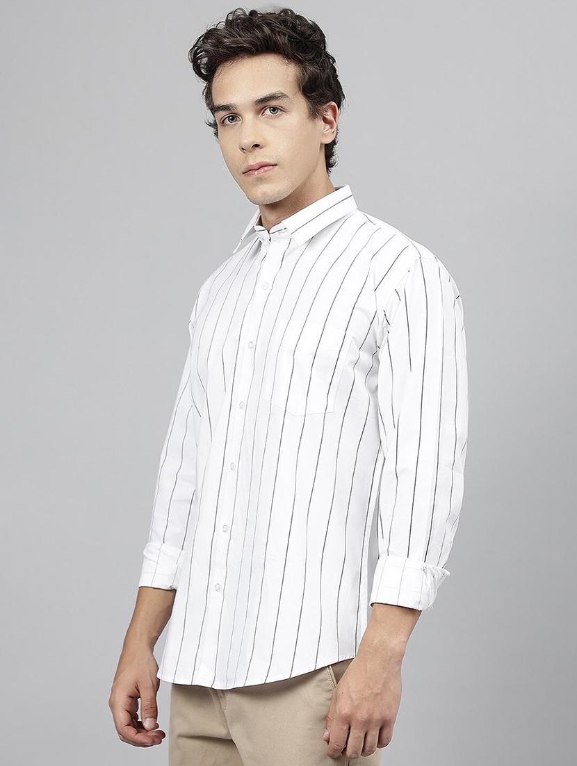 men striped collared long sleeve shirt - 22039031 - Standard Image - 2