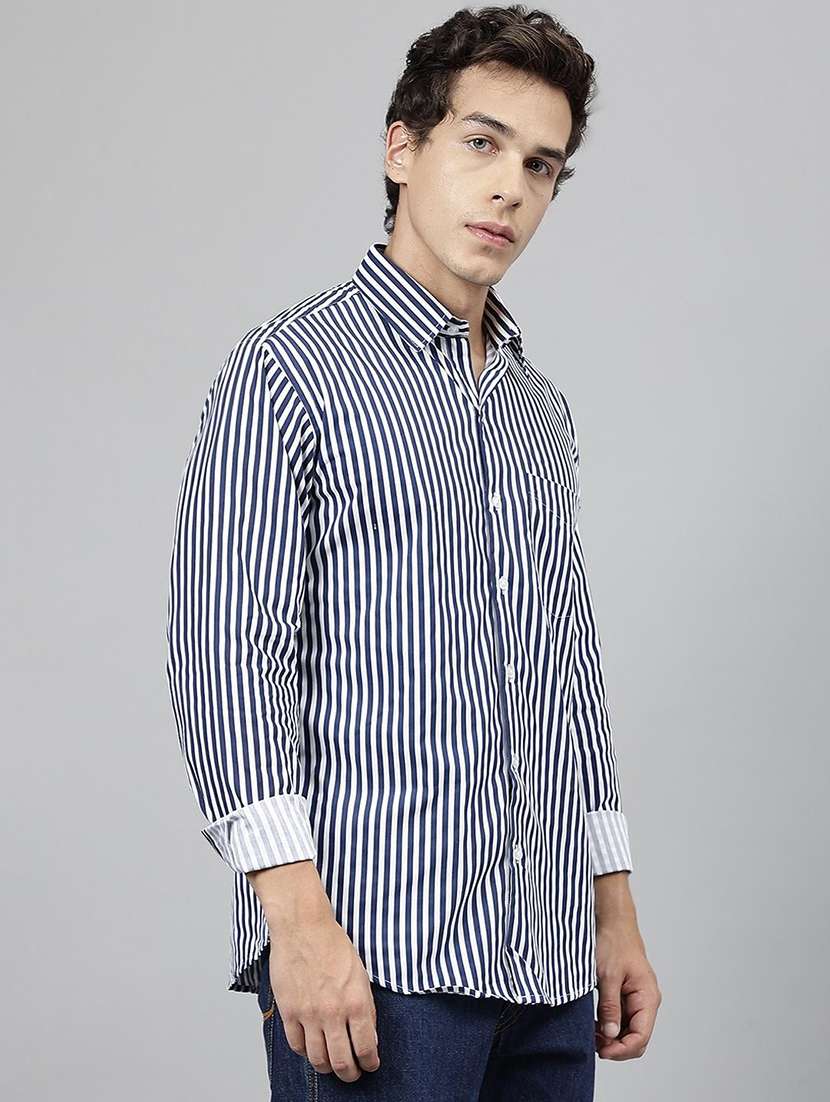 men striped collared long sleeve shirt - 22039035 -  Standard Image - 2