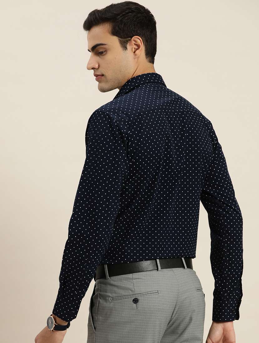men polka doted collared long sleeve shirt - 22039042 -  Standard Image - 2