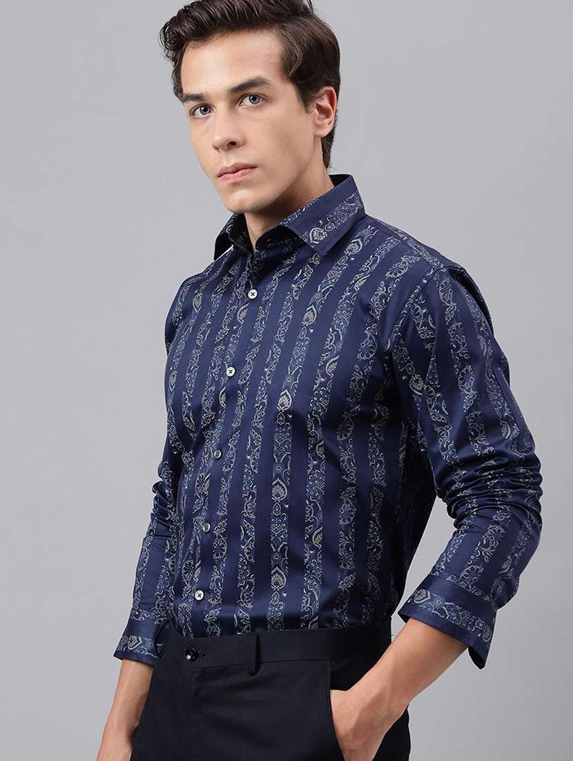 men printed collared long sleeve shirt - 22039048 -  Standard Image - 2