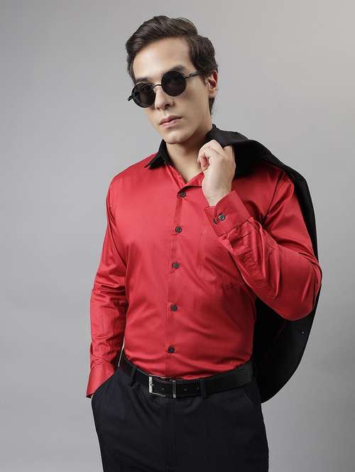 men solid collared long sleeve shirt - 22039056 -  Standard Image - 0