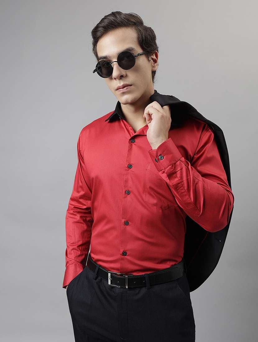 men solid collared long sleeve shirt - 22039056 -  Zoom Image - 0