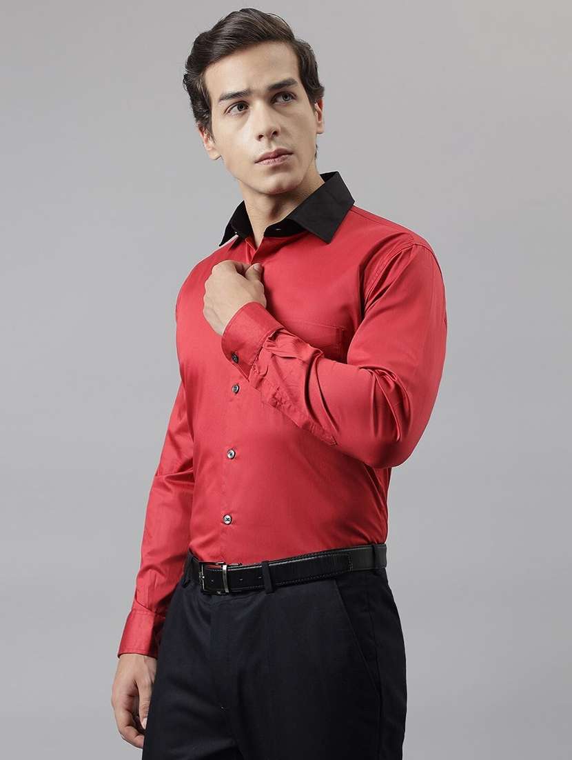 men solid collared long sleeve shirt - 22039056 - Standard Image - 2