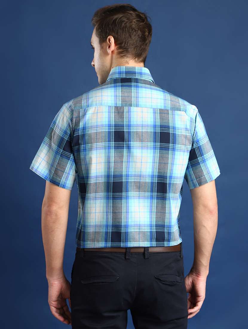 men checkered collared short sleeve shirt - 22039065 -  Standard Image - 2