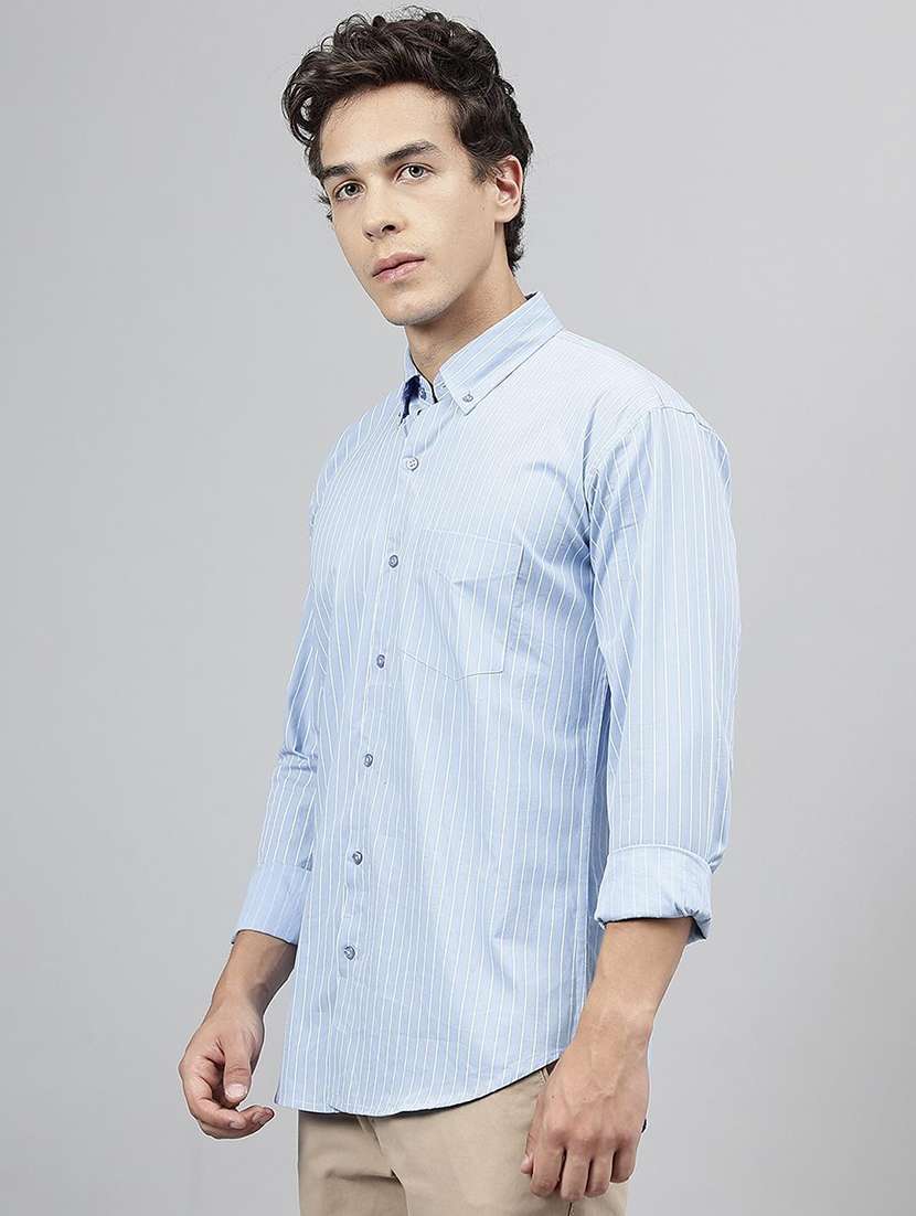 men striped collared long sleeve regular fit shirt - 22039077 -  Standard Image - 2