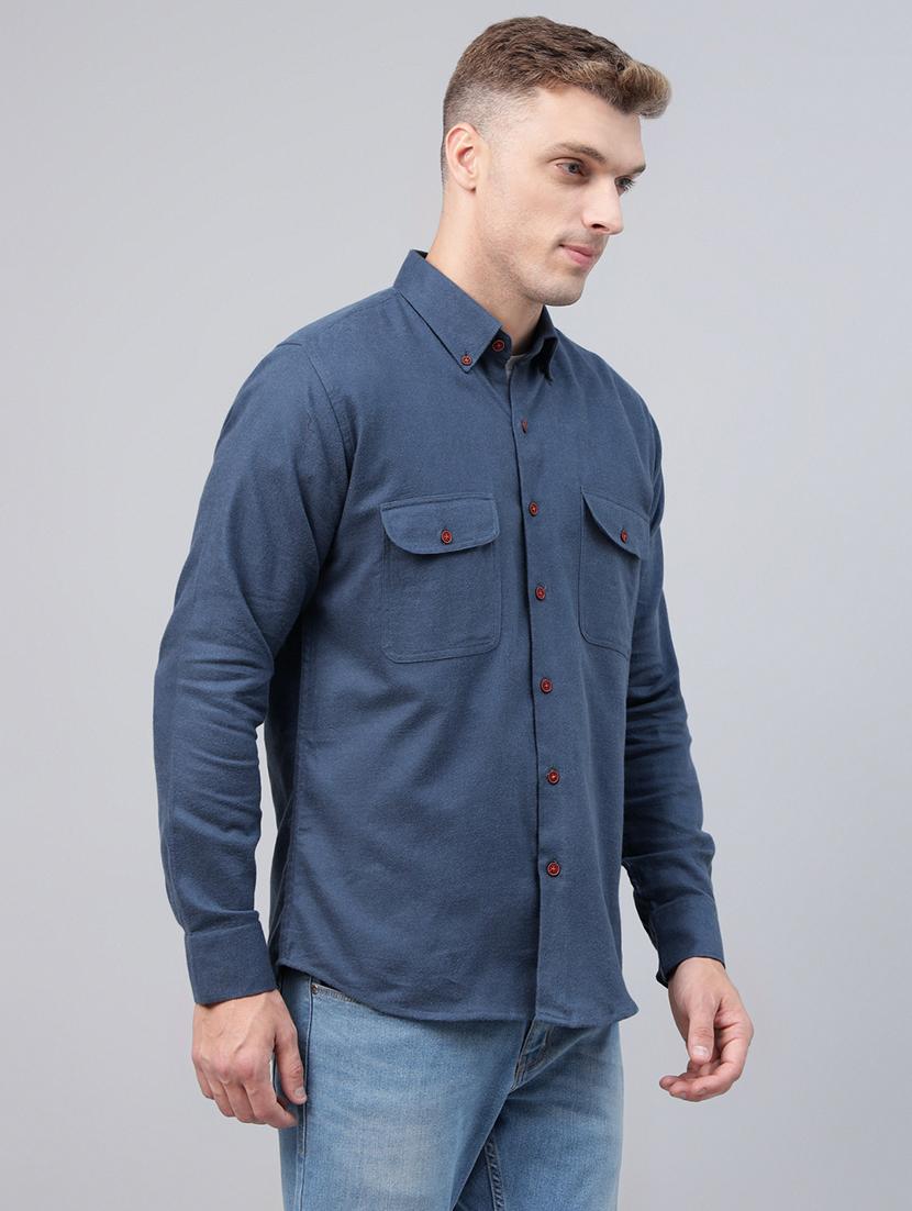 men solid collared long sleeve regular fit shirt - 22039083 - Standard Image - 2