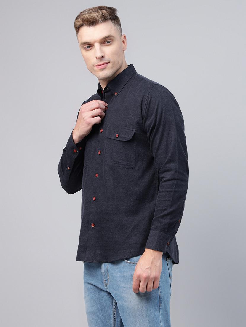 men solid collared long sleeve regular fit shirt - 22039085 - Standard Image - 2