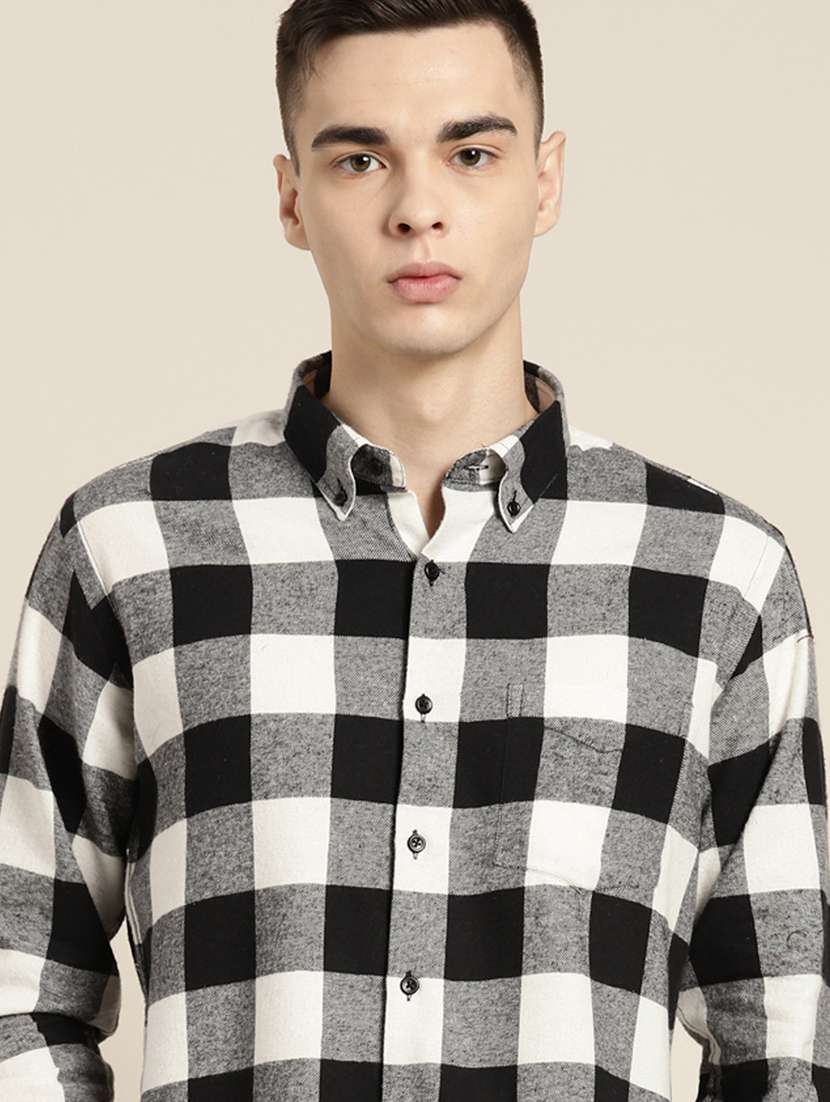 men checkered long sleeve slim fit casual shirt - 22039090 -  Standard Image - 2