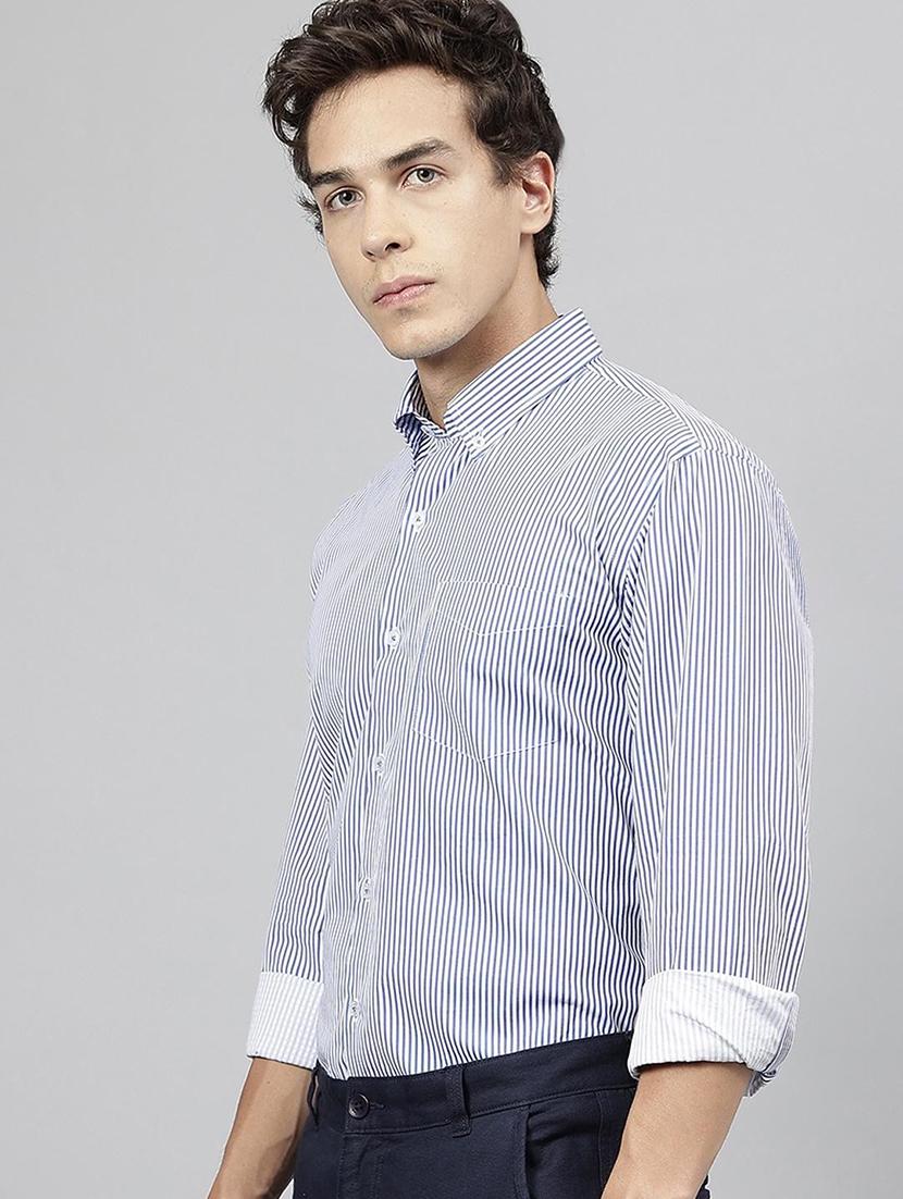 men striped collared long sleeve regular fit shirt - 22039091 - Standard Image - 2