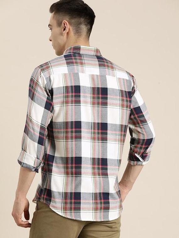 men checkered long sleeve slim fit casual shirt - 22039093 - Standard Image - 2