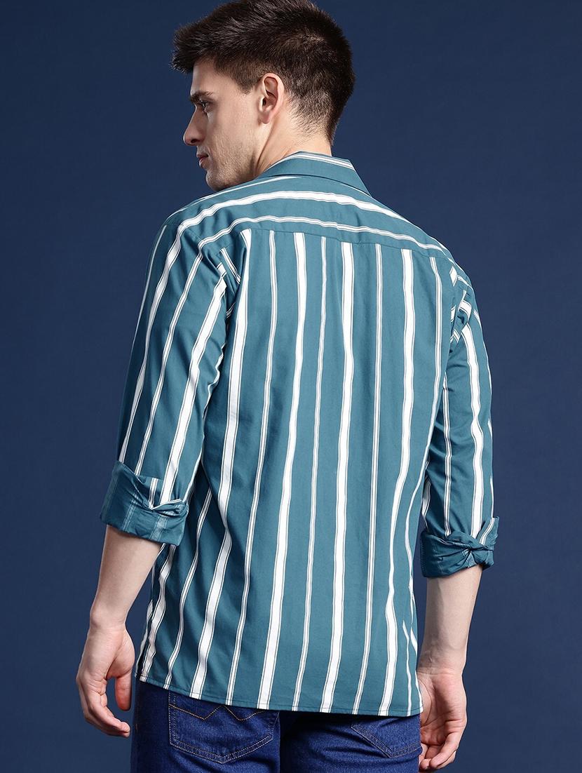men striped collared long sleeve regular fit shirt - 22039159 - Standard Image - 2