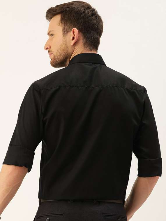 men solid collared long sleeve regular fit shirt - 22039172 -  Standard Image - 2