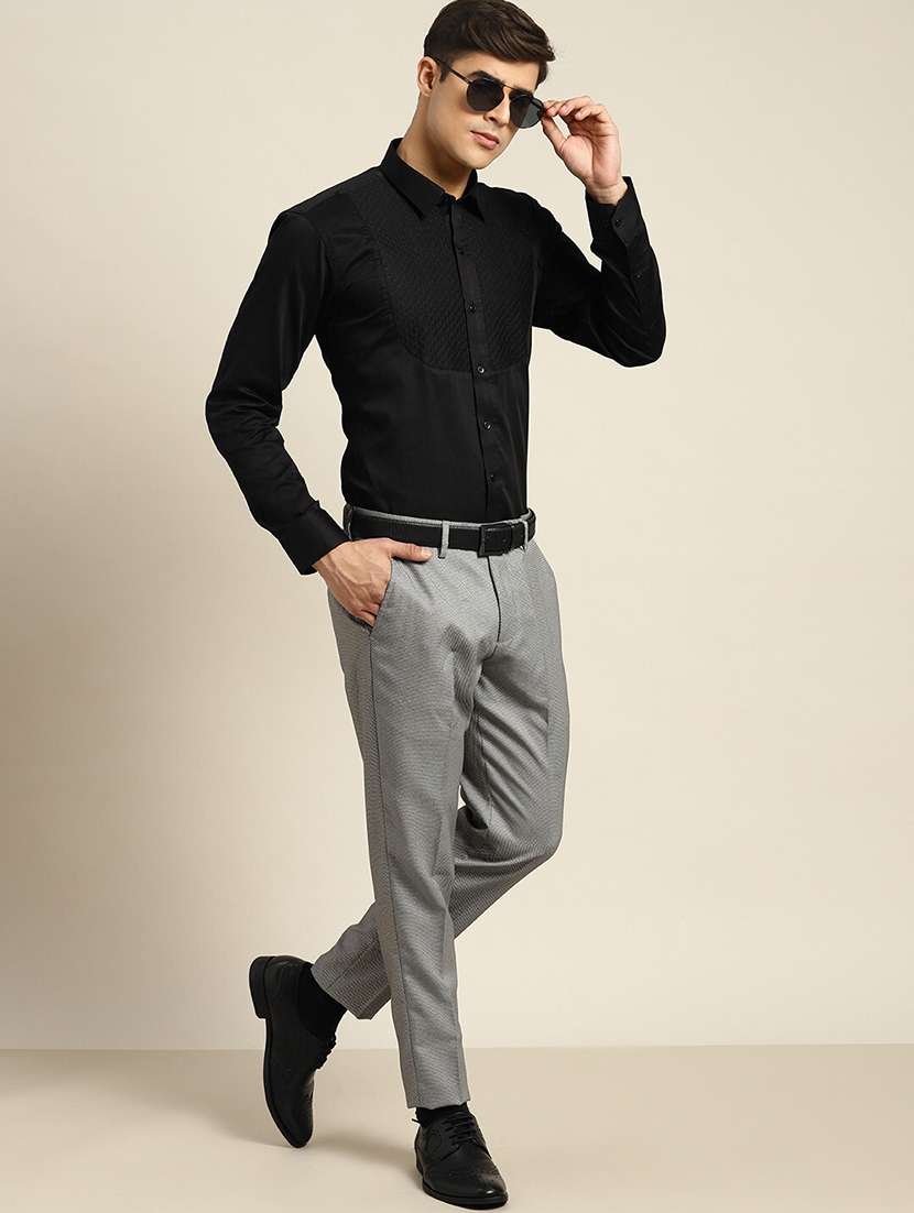 men solid collared long sleeve regular fit shirt - 22039177 - Standard Image - 2
