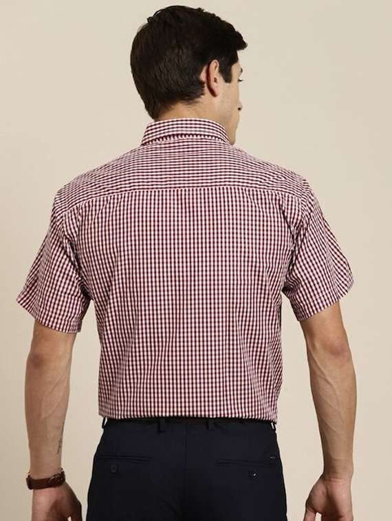 men checkered collared shorts sleeve regular fit shirt - 22039202 -  Standard Image - 2
