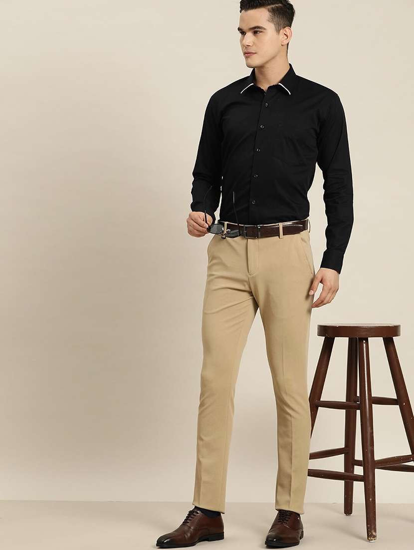 men solid collared long sleeve regular fit shirt - 22039204 -  Standard Image - 2