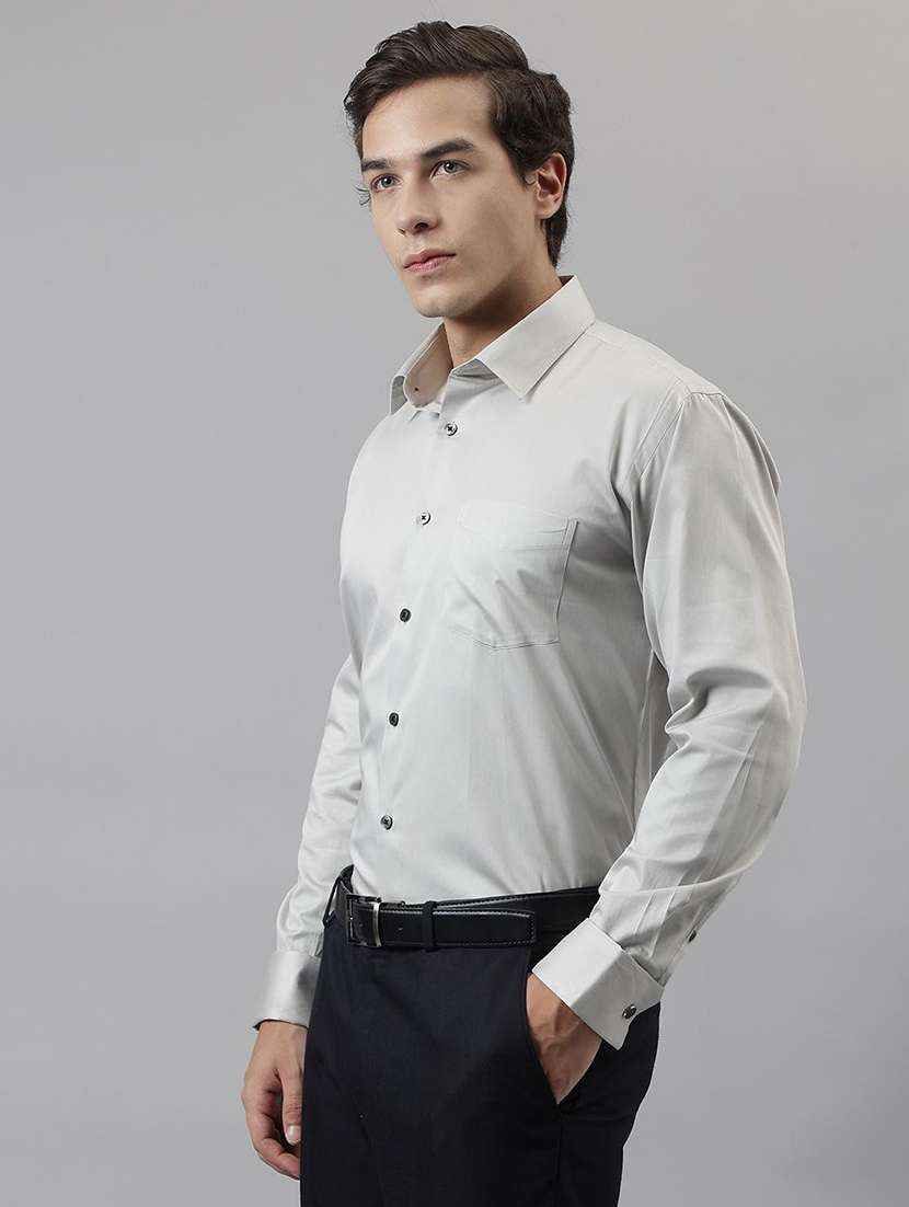 men solid collared long sleeve regular fit shirt - 22039205 -  Standard Image - 2