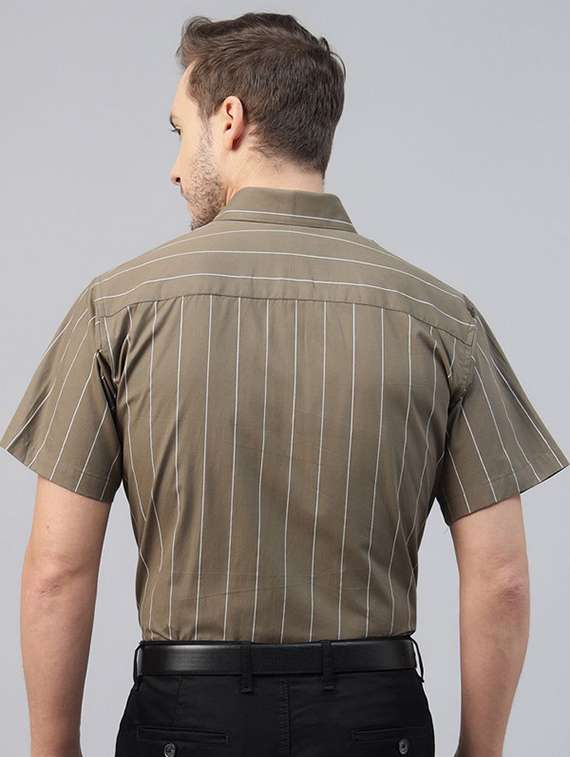 men striped collared short sleeve regular fit shirt - 22039236 -  Standard Image - 2