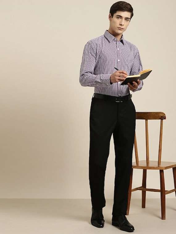 men checkered collared long sleeve shirt - 22039278 -  Standard Image - 2