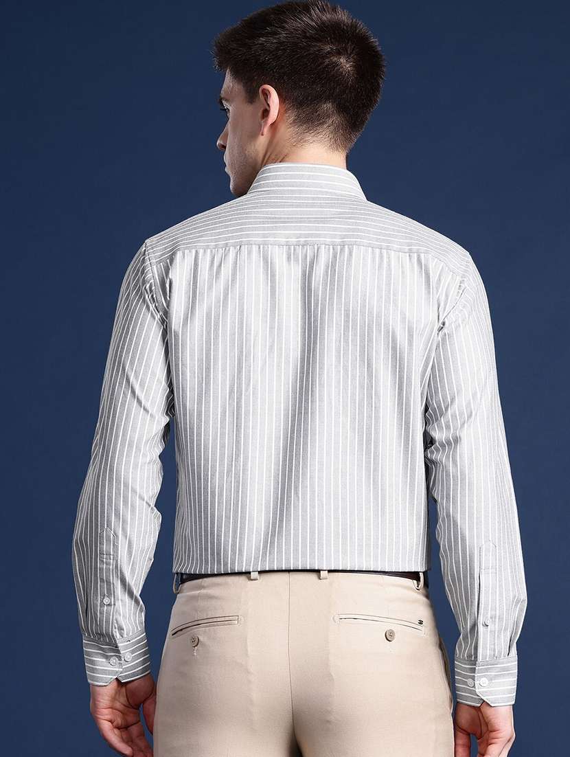 men striped collared long sleeve shirt - 22039302 -  Standard Image - 2