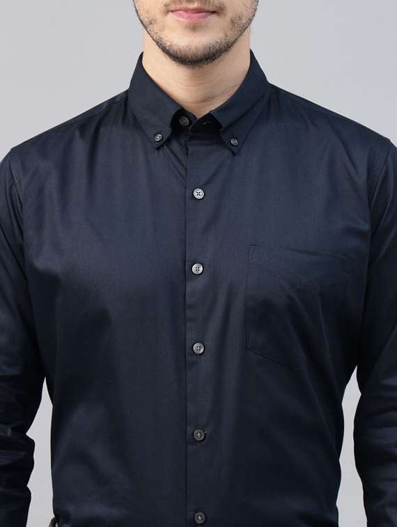 men solid collared long sleeve regular fit shirt - 22039306 -  Standard Image - 2