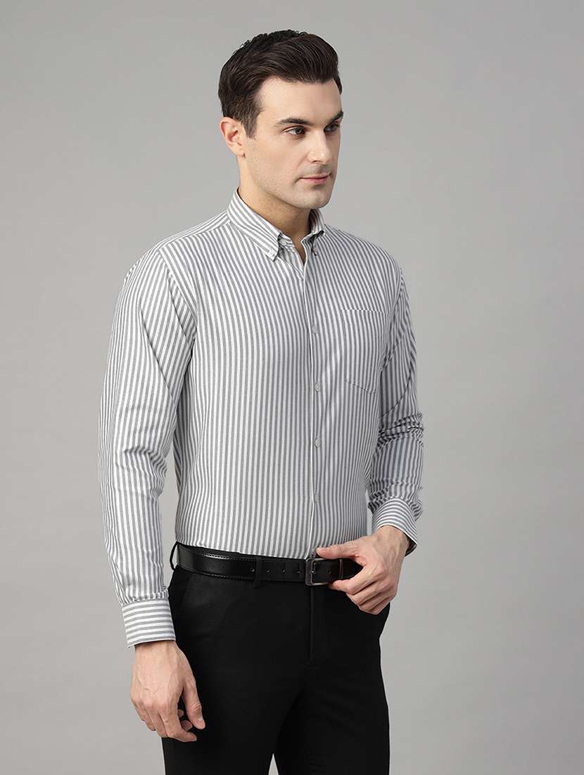 men striped collared long sleeve regular fit shirt - 22039321 -  Standard Image - 2